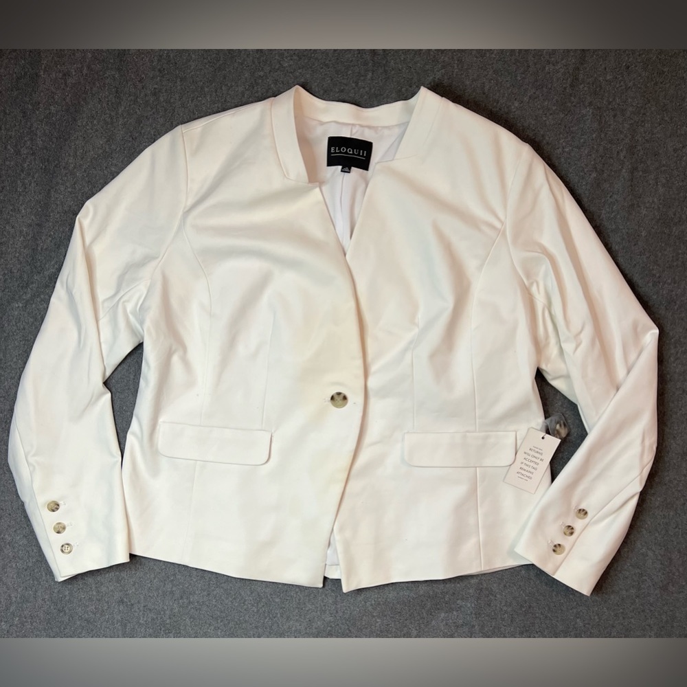 NWT Eloquii White Single Button Blazer